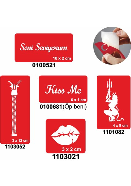 Seni Seviyorum 5'li Set Geçici Dövme Kına Şablonu