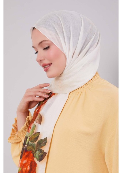 Krem Çiçek Dalı Desen Pamuk Şal fiyatları