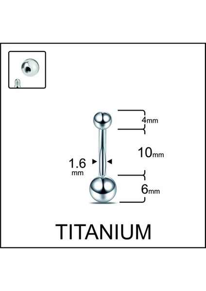 Yüksek Kalite G23 Titanium Top Modeli Titanyum Göbek Piercingi