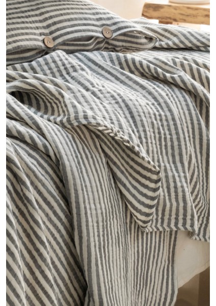 Modern Tek Kişilik %100 Pamuk 3 Katlı Müslin Yatak Örtüsü Yastıksızdır