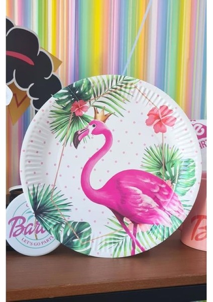 Flamingo Temalı Doğum Günü Tabak - 8’li Plastik Parti Tabak Seti