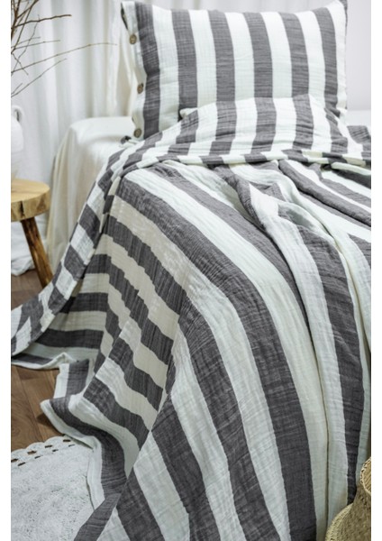 Modern Tek Kişilik %100 Pamuk 3 Katlı Müslin Yatak Örtüsü Yastıksızdır