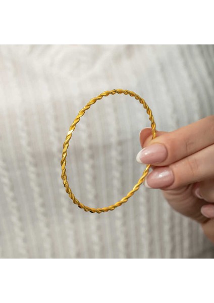 Gümüş Gold Ikili Burgu Kadın Bilezik