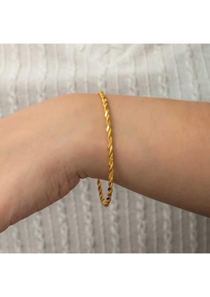 Gümüş Gold Ikili Burgu Kadın Bilezik modelleri