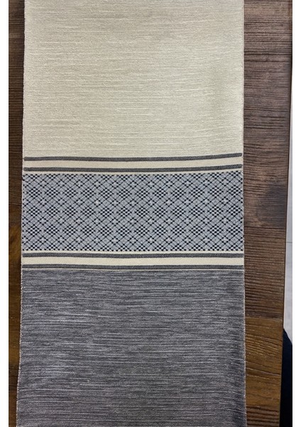 Pano Fon Perde Ekose Şeritli Krem Bej - Gri 1 / 3 Sık Pileli (Tek Kanat) Fon, Perde, Tül, modelleri