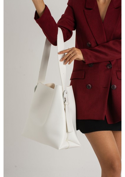 Içi Süet Yumuşak Deri Çıtçıt ve Fermuarlı Iç Bölme Büyük Boy Shopper Çanta