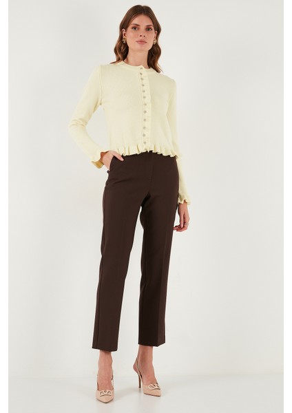 Premium Pile Detaylı Regular Fit Yuvarlak Yaka Triko Hırka Bayan Hırka 680HI00038 fiyatları