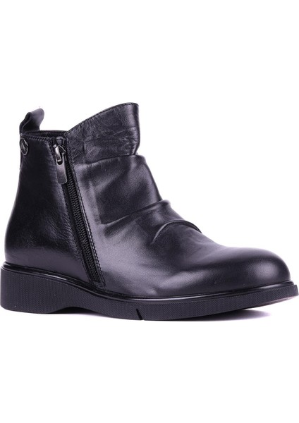 - Hakiki Deri Siyah Renk Kırışık Detaylı Kadın Bot - 25102554 fiyatları