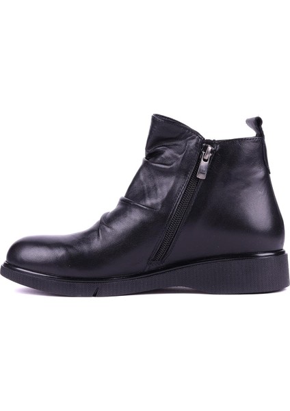 - Hakiki Deri Siyah Renk Kırışık Detaylı Kadın Bot - 25102554 fırsatları