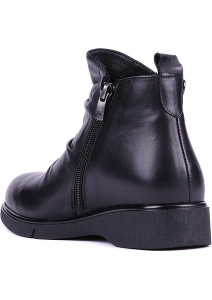 - Hakiki Deri Siyah Renk Kırışık Detaylı Kadın Bot - 25102554 indirimleri
