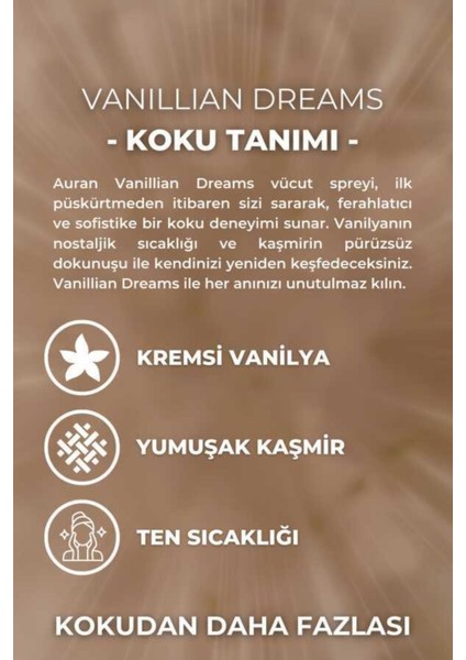 Vanillian Dreams Parfümlü Kadın Vücut Spreyi 150ML fiyatları