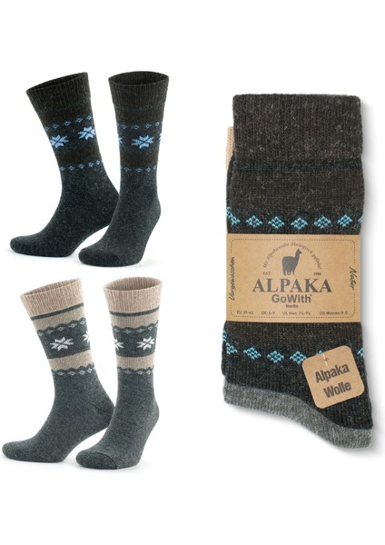 Alpaka Yünlü Çizgili Termal Kışlık Çorap 3097