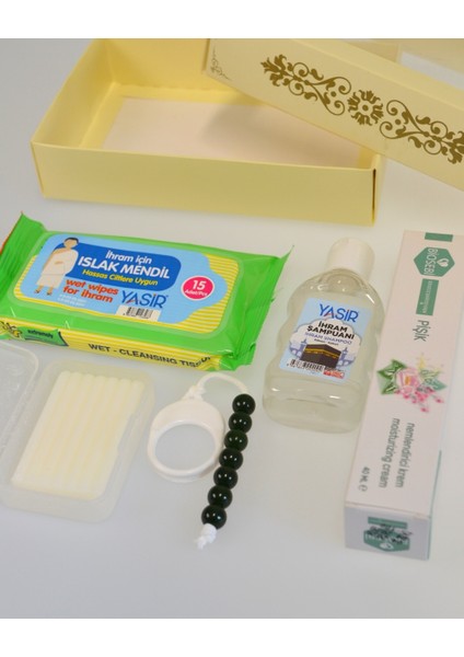 Mini Ihram Seti – Hac ve Umre Için Kokusuz Hediye Seti, Tavaf Tesbihli Özel Kutulu modelleri