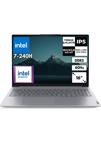 Thinkbook 16 G8 Irl Intel Core 7 240H 64 GB 256 GB SSD 16" Wuxga Windows 11 Pro Notebook 21SH009GTXAT86