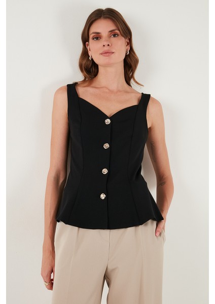 Fitted Fit V Yaka Düğmeli Yelek Bayan Yelek 611FYL145 fırsatları