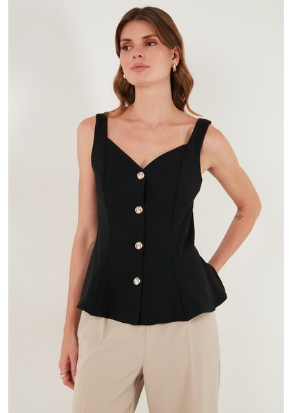 Fitted Fit V Yaka Düğmeli Yelek Bayan Yelek 611FYL145 indirimleri