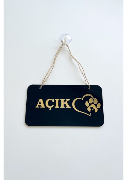 Pet Shoplar Için Gold Tasarımlı Pleksi Kapı Tabelası (Açık/kapalı)