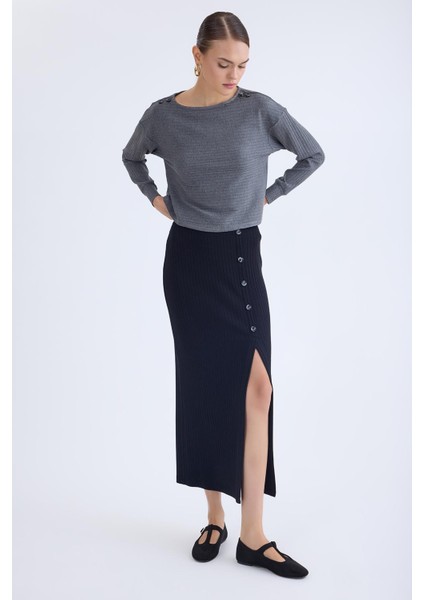 Önü Düğmeli Midi Boy Fitilli Etek fiyatları