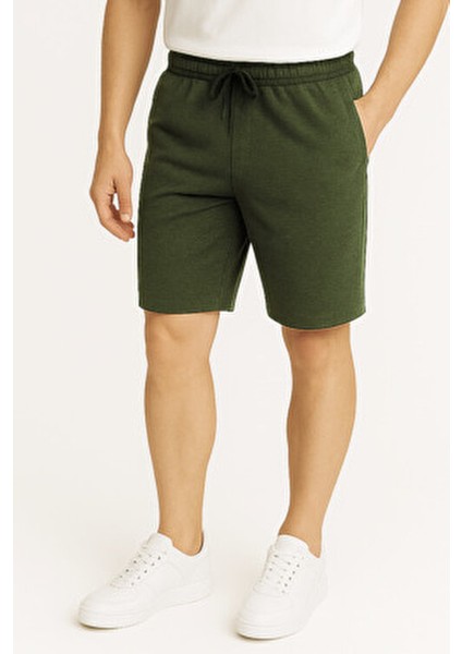 Erkek Haki Şort Düz Desenli Lastikli Cep Detaylı Rahat Fit Yazlık fiyatları