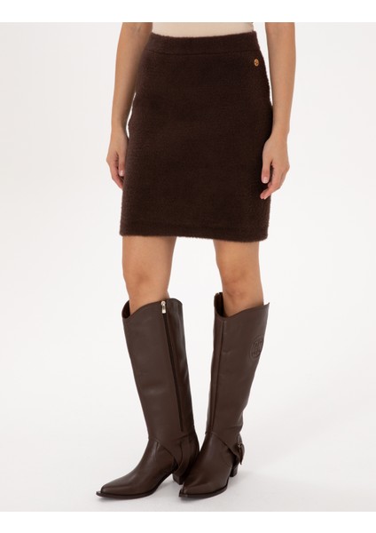 Kadın Kahverengi Kalem Fit Triko Etek 50316408-VR029 fiyatları
