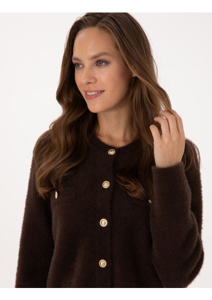 Kadın Kahverengi Crop Top Triko Hırka 50310994-VR029 fiyatları