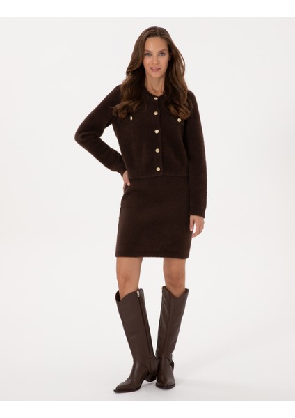 Kadın Kahverengi Crop Top Triko Hırka 50310994-VR029 fırsatları