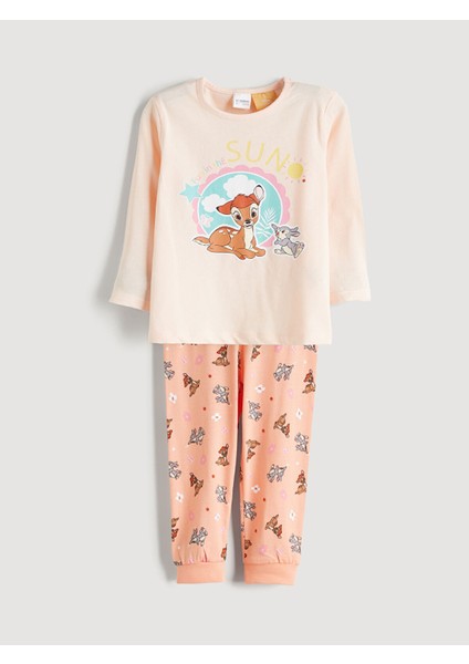 Yeni Sezon Bambi Baskılı Kız Çocuk Pijama Takımı