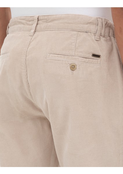 Erkek Bej Carrot Fit Beli Lastikli Kordonlu Kanvas Pantolon 50315294-VR011