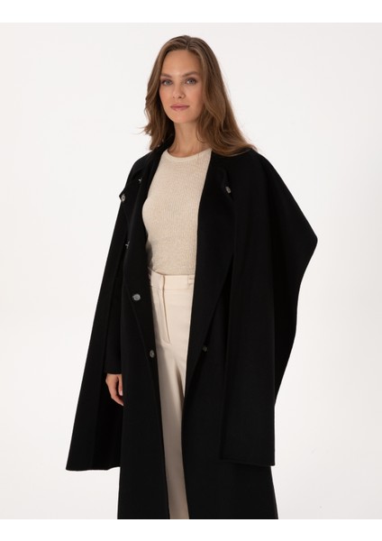 Kadın Siyah Regular Fit Kaşe Kaban 50309079-VR046 modelleri