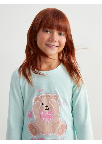 Yeni Sezon Bisiklet Yaka Baskılı Kız Çocuk Pijama Takımı fiyatları