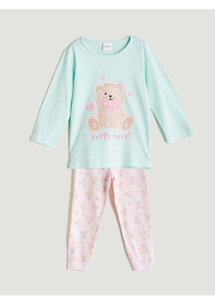 Yeni Sezon Bisiklet Yaka Baskılı Kız Çocuk Pijama Takımı fırsatları