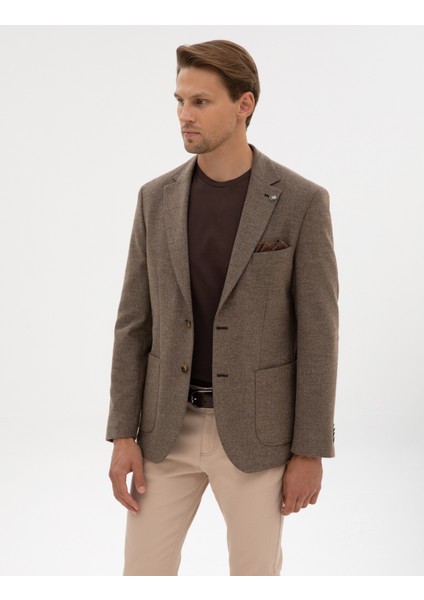 Erkek Kahverengi Slim Fit Balıksırtı Ceket 50317640-VR029 modelleri