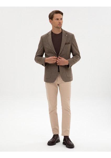 Erkek Kahverengi Slim Fit Balıksırtı Ceket 50317640-VR029 fırsatları