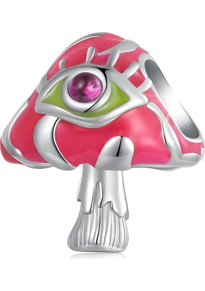 925 Ayar Gümüş Evil Eye Mushroom Charm