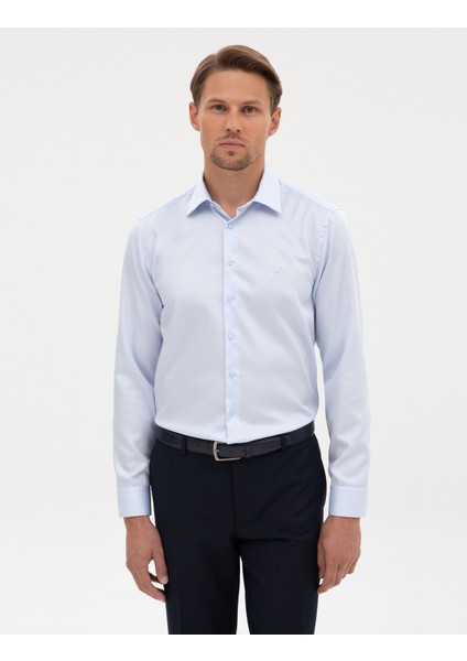 Erkek Açık Mavi Non Iron Kolay Ütülenebilir Slim Fit Gömlek 50315254-VR003 modelleri