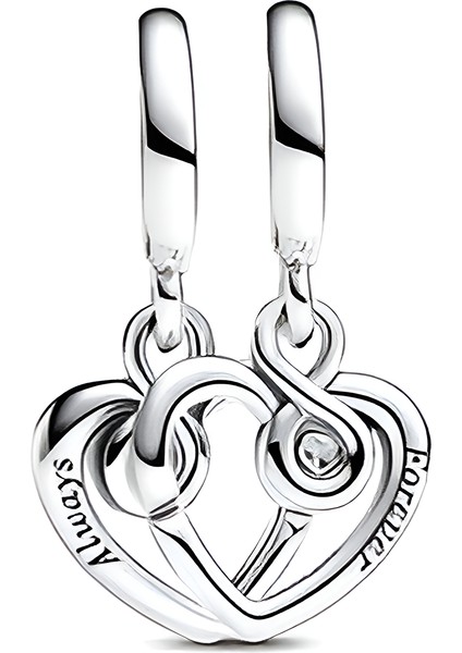 925 Ayar Gümüş Sonsuza Kadar ve Her Zaman Ayrılabilir Sallantılı Charm