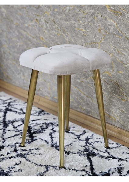 Kare Gold Kaplama Konik Ayaklı Tabure - Oturak - Bar Taburesi - Ayaklı Tabure Krem Renk 33 x 48 Boyut/ebat fırsatları