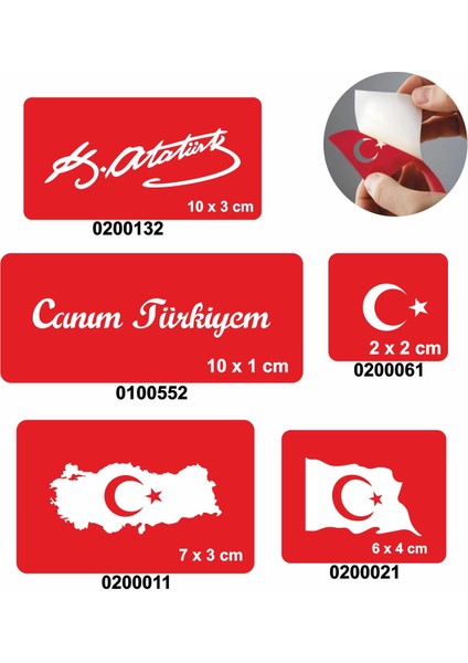 Canım Türkiyem 5'li Set Geçici Dövme Kına Şablonu