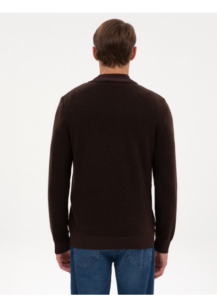 Erkek Koyu Kahverengi Slim Fit Triko Hırka 50315948-VR084 indirimleri