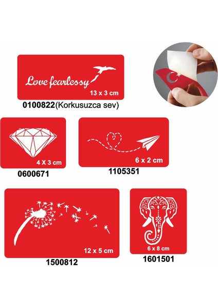 Filli 5'li Set Geçici Dövme Kına Şablonu