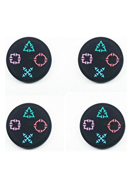 Desenli Sony Ps5/ps4/ps3 Analog Koruyucu Silikon Pad-Geometri Desen