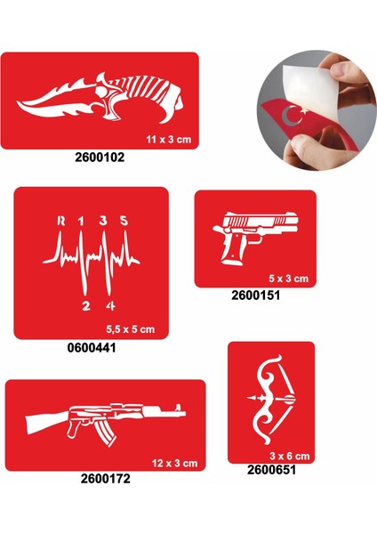 Savaşa Hazır Ol 5'li Set Geçici Dövme Kına Şablonu