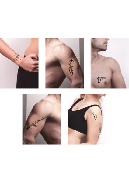 Savaşa Hazır Ol 5'li Set Geçici Dövme Kına Şablonu fiyatları