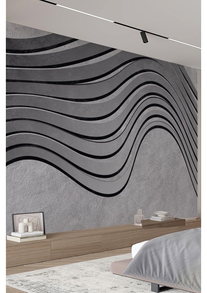 Gri Beton Dalgalı Modern Tek Parça Tekstil Duvar Kağıdı fiyatları