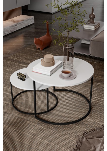 Orta Sehpa Bade Ikili Lüx Yan Sehpa Masa Beyaz fırsatları