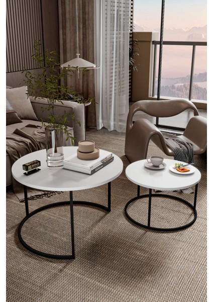 Orta Sehpa Bade Ikili Lüx Yan Sehpa Masa Beyaz indirimleri