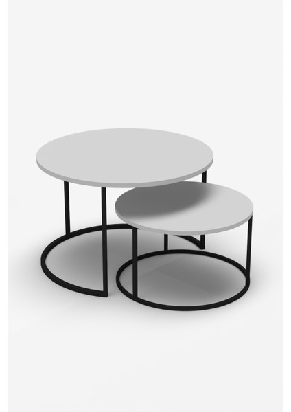 Orta Sehpa Bade Ikili Lüx Yan Sehpa Masa Beyaz