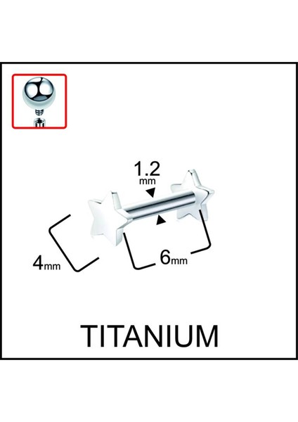 Yüksek Kalite G23 Titanium Çift Taraflı Titanyum Kıkırdak Tragus Kulak Piercingi