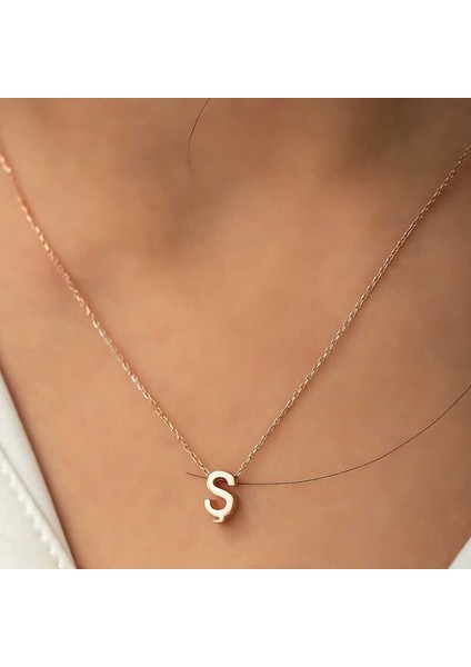 Gümüş Rose 3 Boyutlu Ş Harf Bayan Kolye fiyatları
