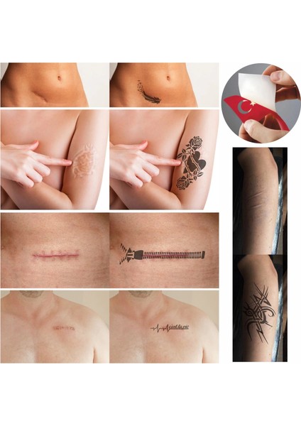 Yara Faça Izi Kapatma Dövme Şablonu Seti Kalp Fermuar fiyatları